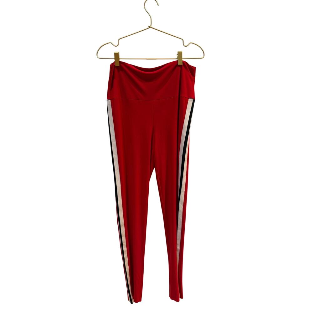 Norma Kamali Red Leggings  Foldover Stripe Track Pant Large